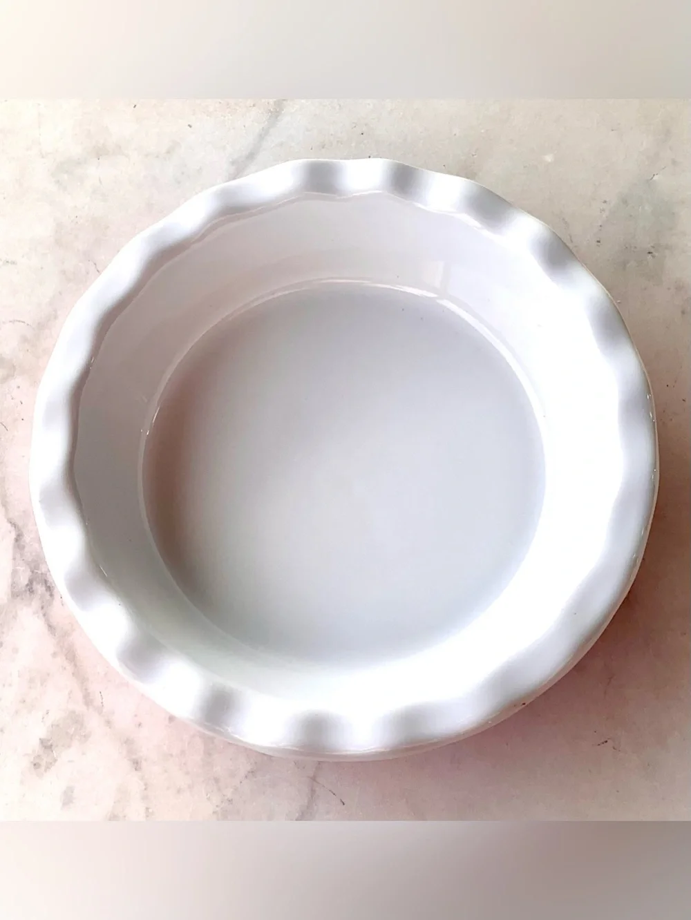Anchor Hocking Red and White Scalloped Ceramic Pie Plate MINI 6 IN SINGLE SERVE